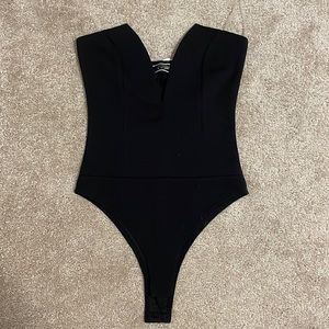 Blue Blush deep V bodysuit